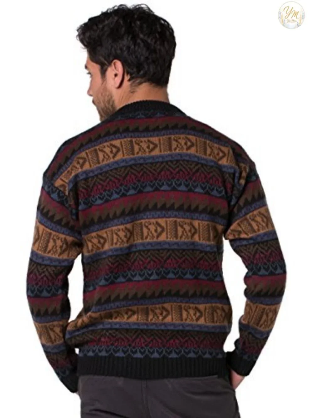 Men's Alpaca Wool Pullover Crewneck Sweater Handmade Lightweight Winter Knit